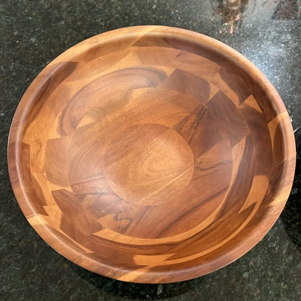 Set of Two West Elm 15 inch wooden bowls excellent condition